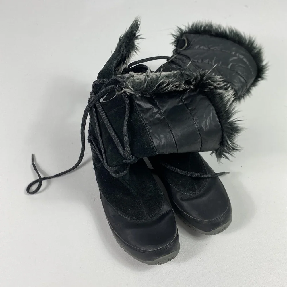 North Face Abby III Boots‎ Womens Size 9 Black Primaloft Fur Winter Snow